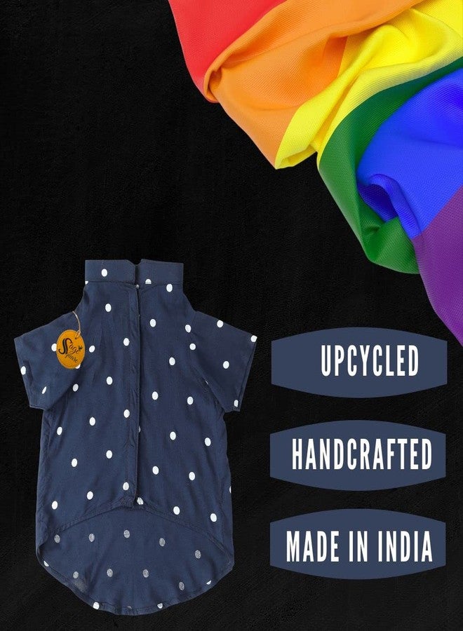 سايج سكوير قميص كلاب من قماش ناعم ومريح بنقشة مربعة أنيقة | تصميم عصري وجذاب للحيوانات الأليفة | خفيف الوزن وناعم | ملابس مريحة وجيدة التهوية للكلاب | طقم صدرية عصري (مقاس كبير جدًا - 24 بوصة) (أزرق منقط) - Image 4